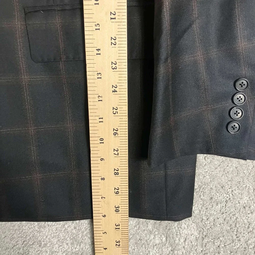 Brooks Brothers Golden Fleece Blazer Mens XL 46 Black Windowpane Double Breasted